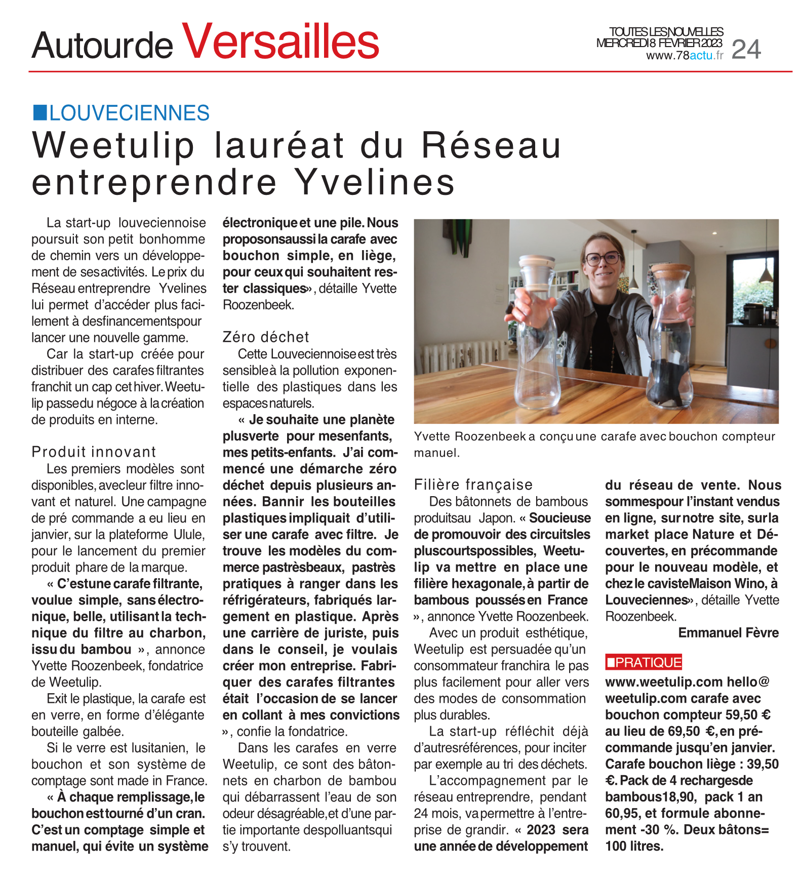 Weetulip lauréate de Réseau Entreprendre Yvelines 